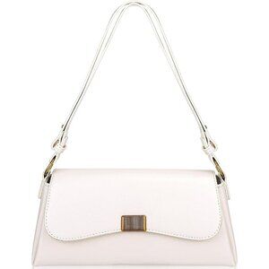 Vintage Small Cream Shoulder Bag for Women Zipper Closure and Classic Design